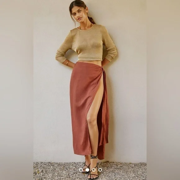 By Anthropologie Apron Open-Side Midi Skirt - Picture 1 of 7